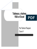 Tableaux, Chaînes VBA Et Excel. Par Fabrice Pasquier Cours II