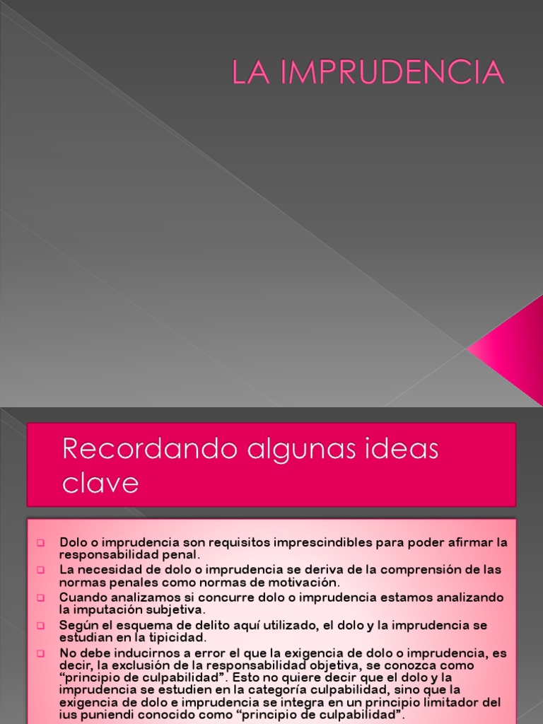 La Imprudencia | PDF | Intención (Derecho Penal) | Derecho penal