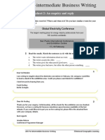 Pre-Intermediate Business Writing: Worksheet 2: An Enquiry and Reply