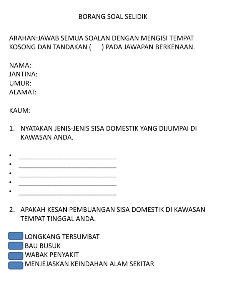 Borang Soal Selidik Pdf