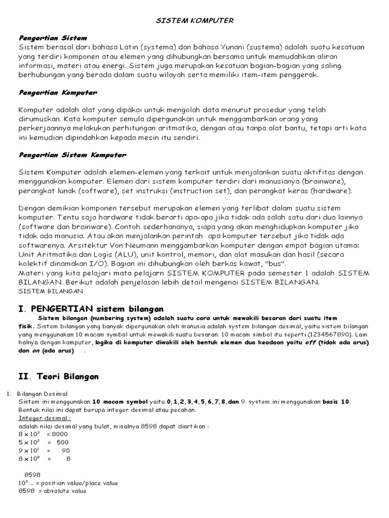 Pengertian Sistem Komputer | PDF