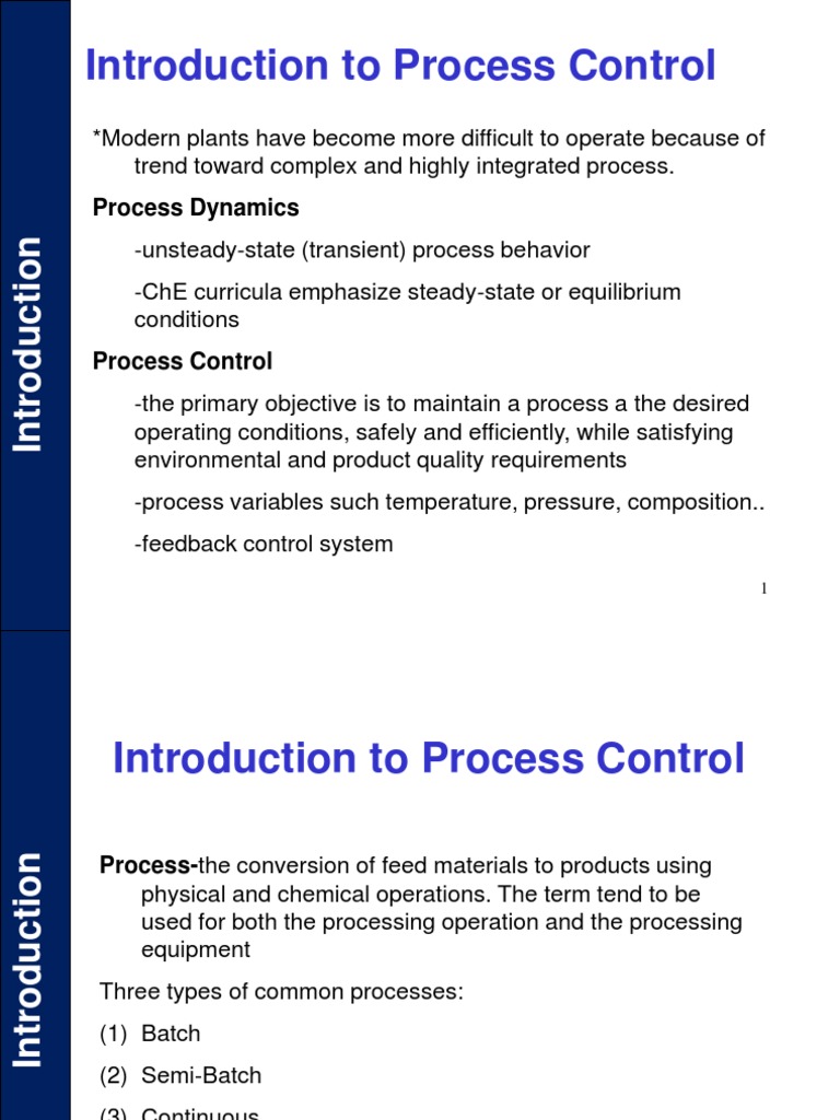 Process Dynamics and Control Introduction PDF Control Theory