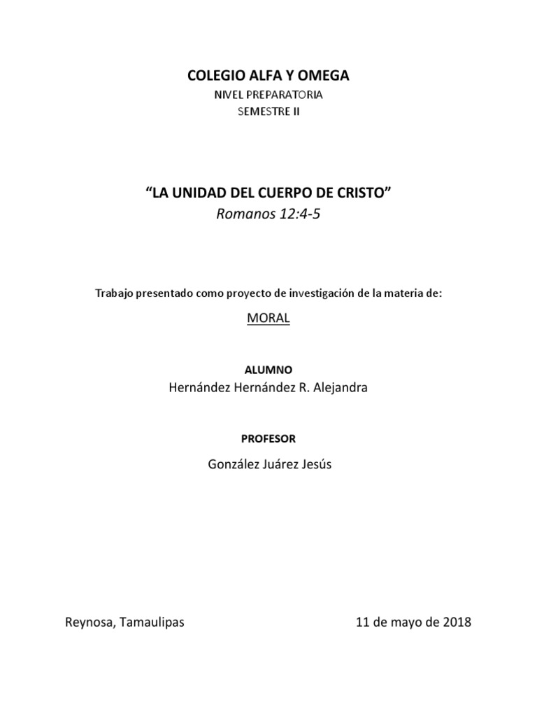 Unidad en El Cuerpo de Cristo | PDF | Jesús | Cristo (título)