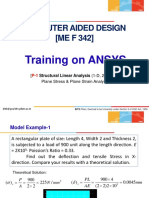Computer Aided Design (ME F 342) : Training On ANSYS