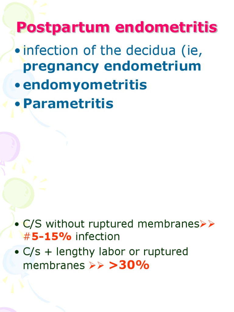 Postpartum Endometritis Infection of The Decidua (Ie