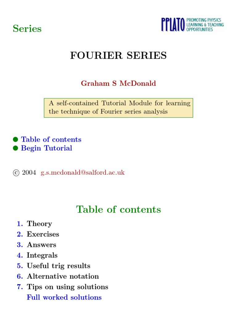 Fourier Series Analysis Tutorial | PDF | Sine | Fourier Series