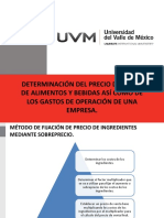 Determinación Del Precio de Venta de Alimentos Y Bebidas Así Como de Los Gastos de Operación de Una Empresa