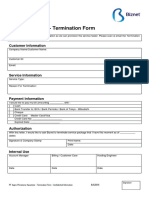 Biznet Networks - Termination Form: Customer Information