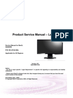 Product Service Manual - Level Ii: Service Manual For Benq: G2220Hd P/N: 9H.L07Lb - QBX Applicable For All Regions