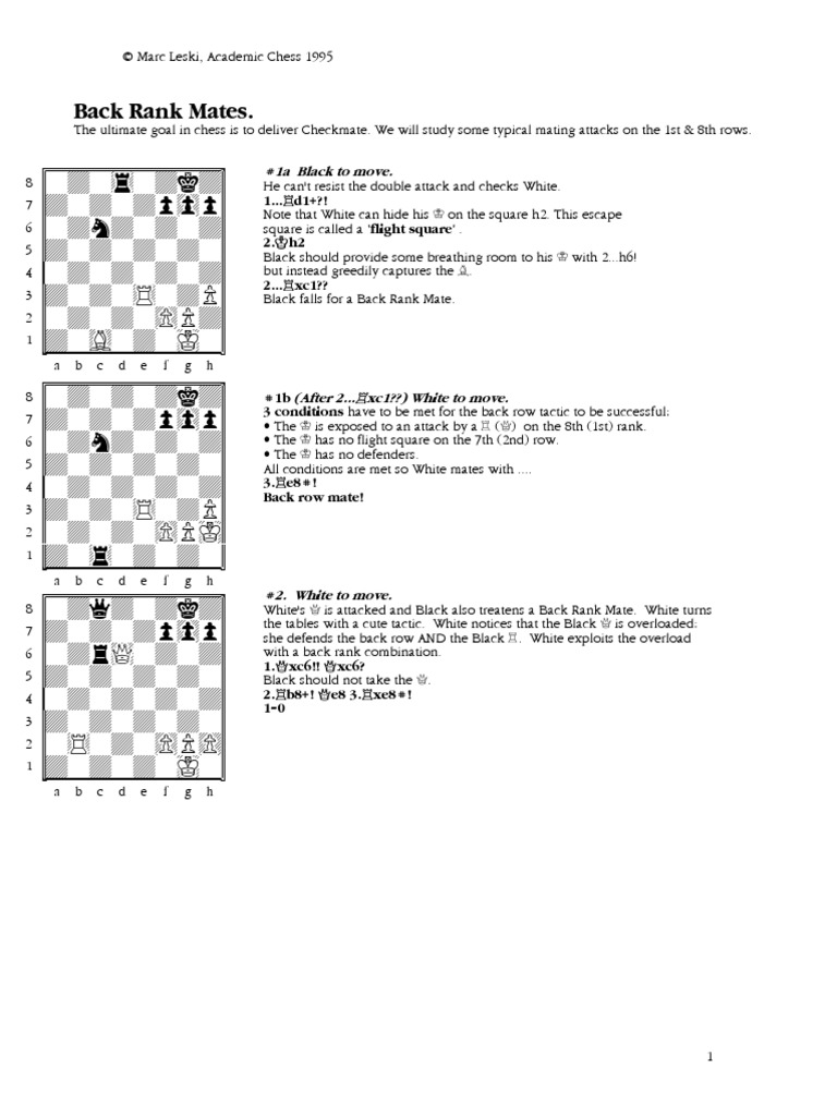 Back Rank Mates and Chess Stamps