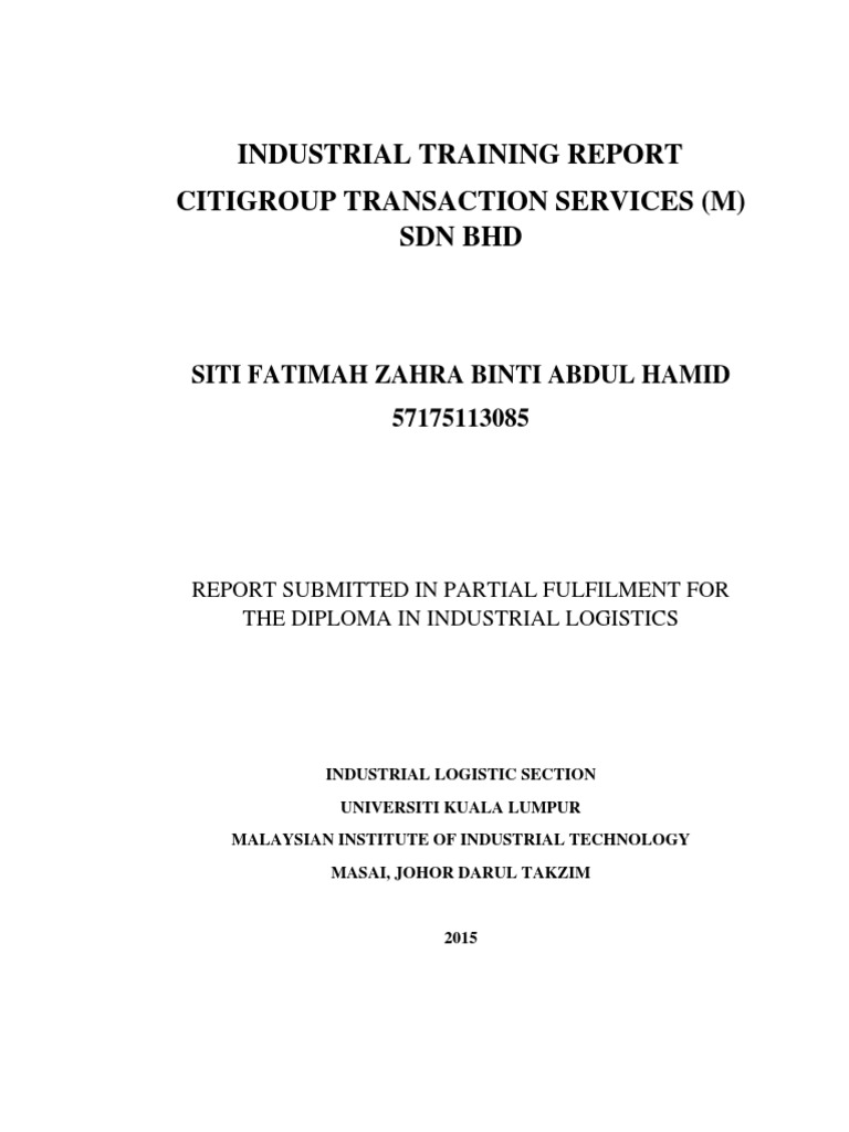 Report Intern Pdf Citibank Citigroup
