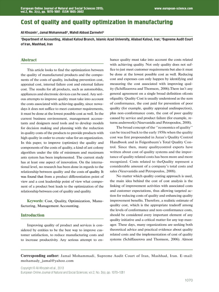 Cost of Quality 623 1909 1 PB | PDF | Mathematical Optimization ...