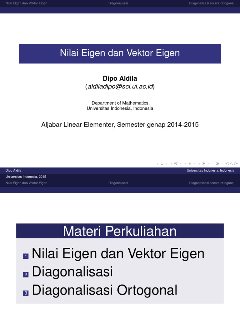 Nilai Eigen dan Vektor Eigen dalam Aljabar | PDF