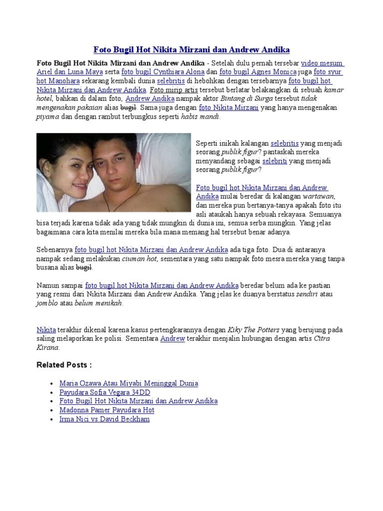 Foto Bugil Hot Nikita Mirzani Dan Andrew Andika | PDF