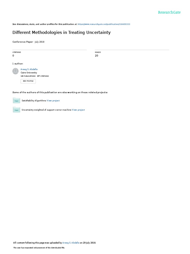 Different Methodologies in Treating Uncertainty | PDF | Fuzzy Logic | Logic