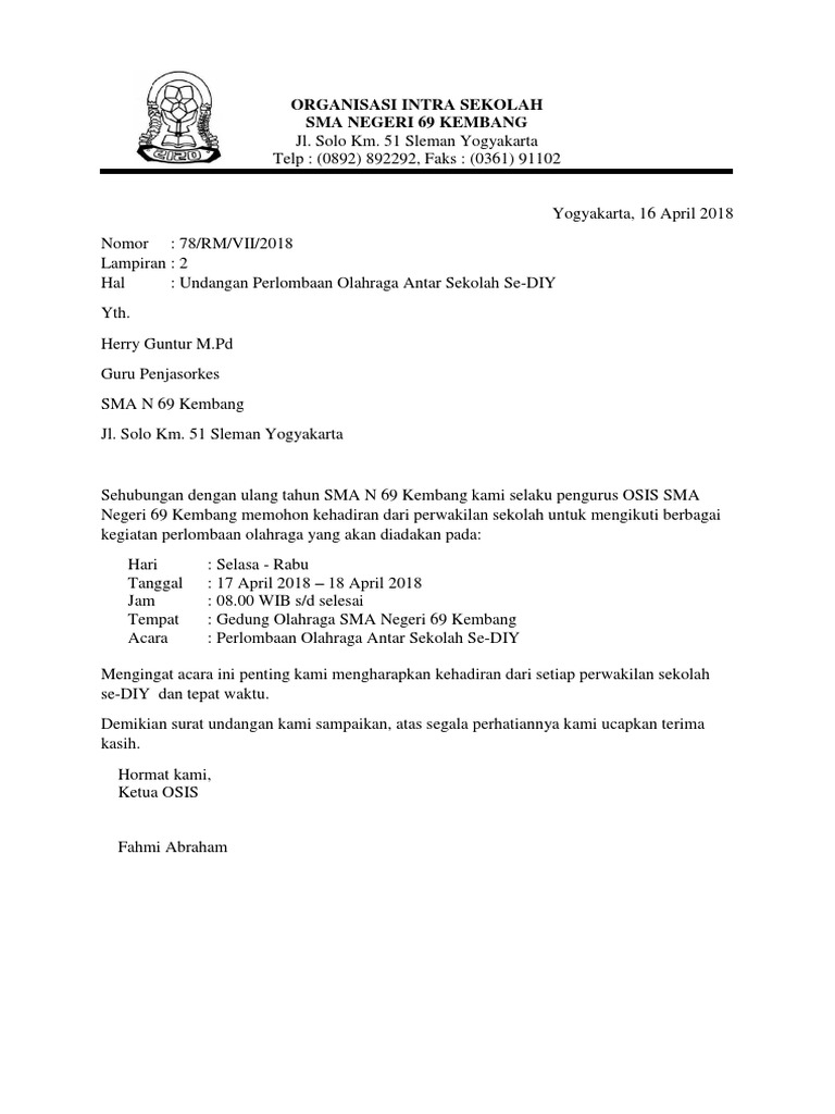 Contoh Surat Undangan Formal - Aneka Macam Contoh