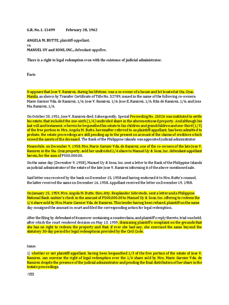 Right to Legal Redemption Exists Even With Judicial Administrator Overseeing Estate Proceedings