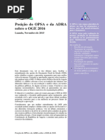 Posição Do OPSA e Da ADRA Sobre o OGE 2016