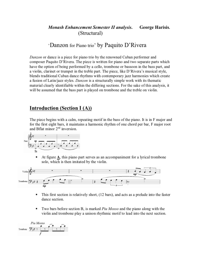 Danzon For Piano Trio By Paquito D Rivera Pdf Pdf