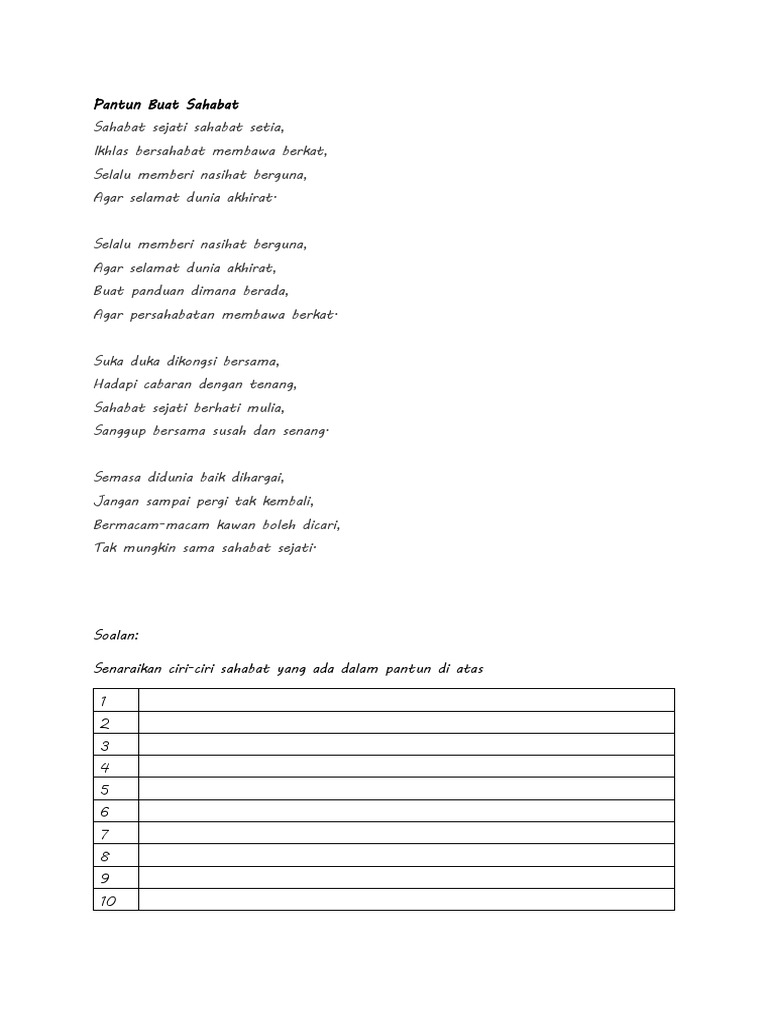 Pantun Buat Sahabat
