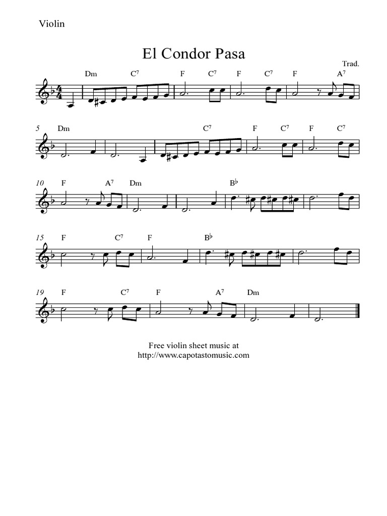 El Condor Pasa Violin PDF | PDF | Entertainment (General)