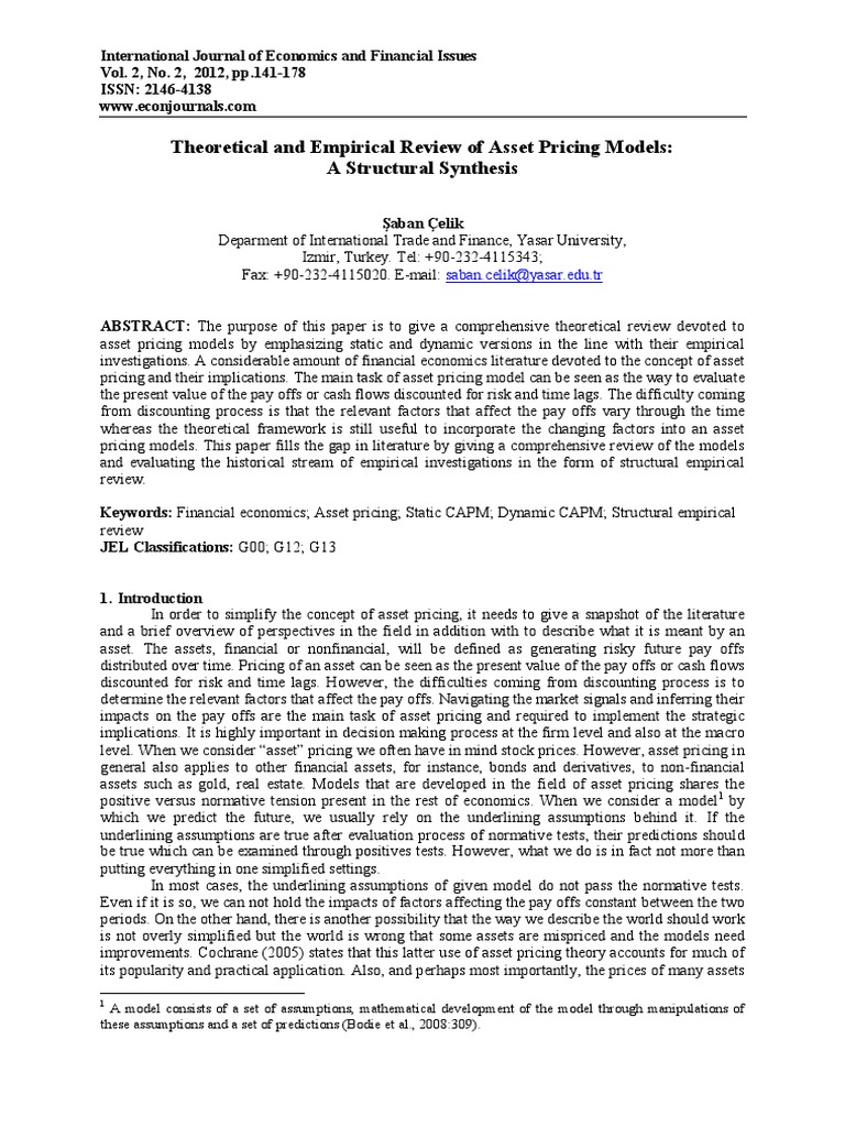 Theoretical and Empirical Review of Asset Pricing Models: A Structural ...
