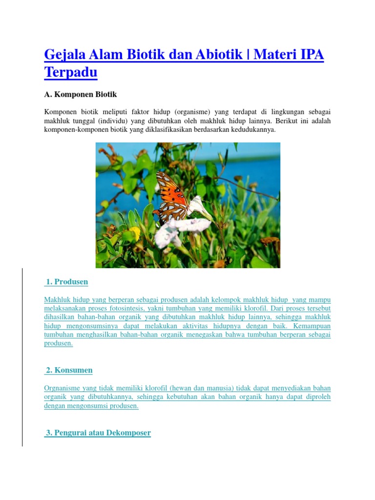 1. Soal Gejala Alam Biotik Dan Abiotik