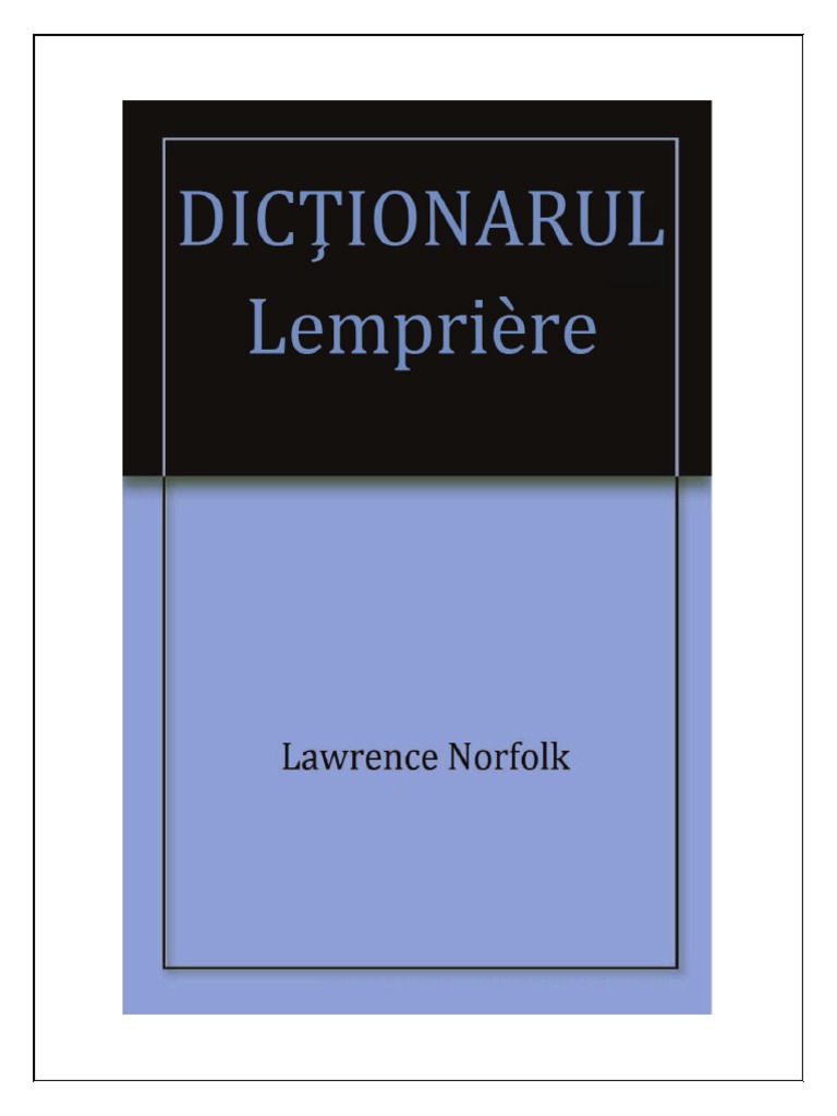 Lawrence Norfolk - Dictionarul Lui Lemprière PDF | PDF