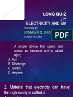 Quiz About Electricity and em