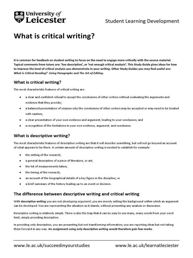 Critical Writing v14 - 14 PDF  Argument  Critical Thinking