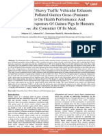Evaluation of Heavy Traffic Vehicular Exhausts Roads Side Polluted Guinea Grass Paniaum Maximum On Health Performance and Pathological Responses of Guinea Pigs in Humans As The Consumer of Its Meat
