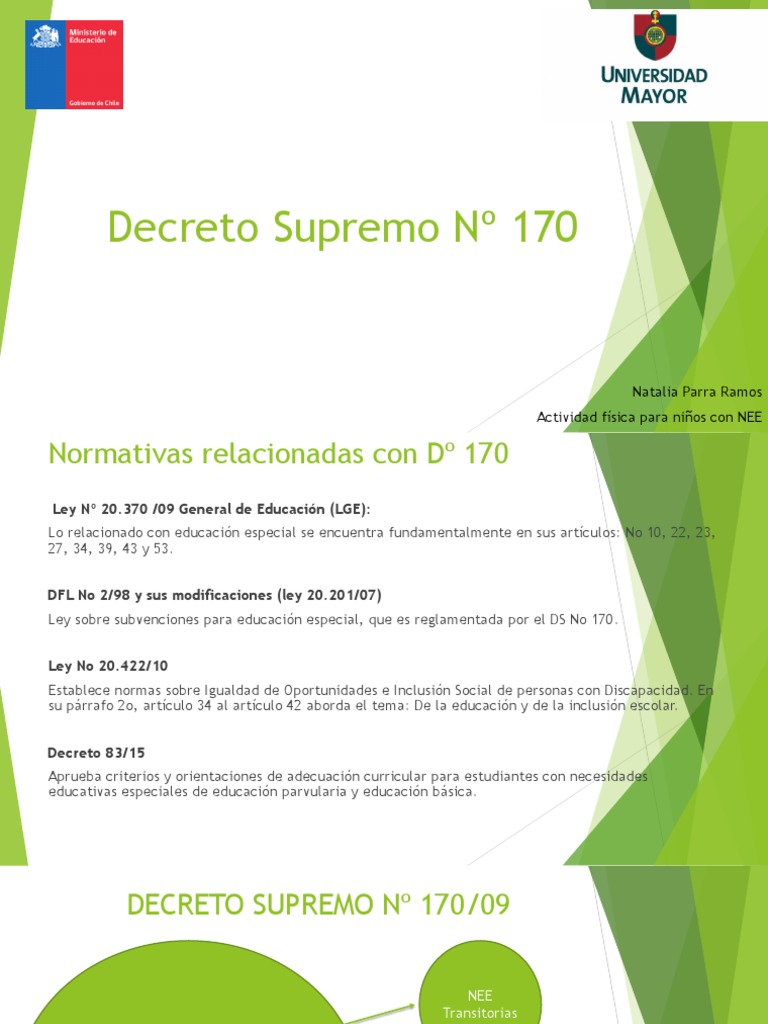Decreto 170 y 83 | PDF | Educación especial | Evaluación