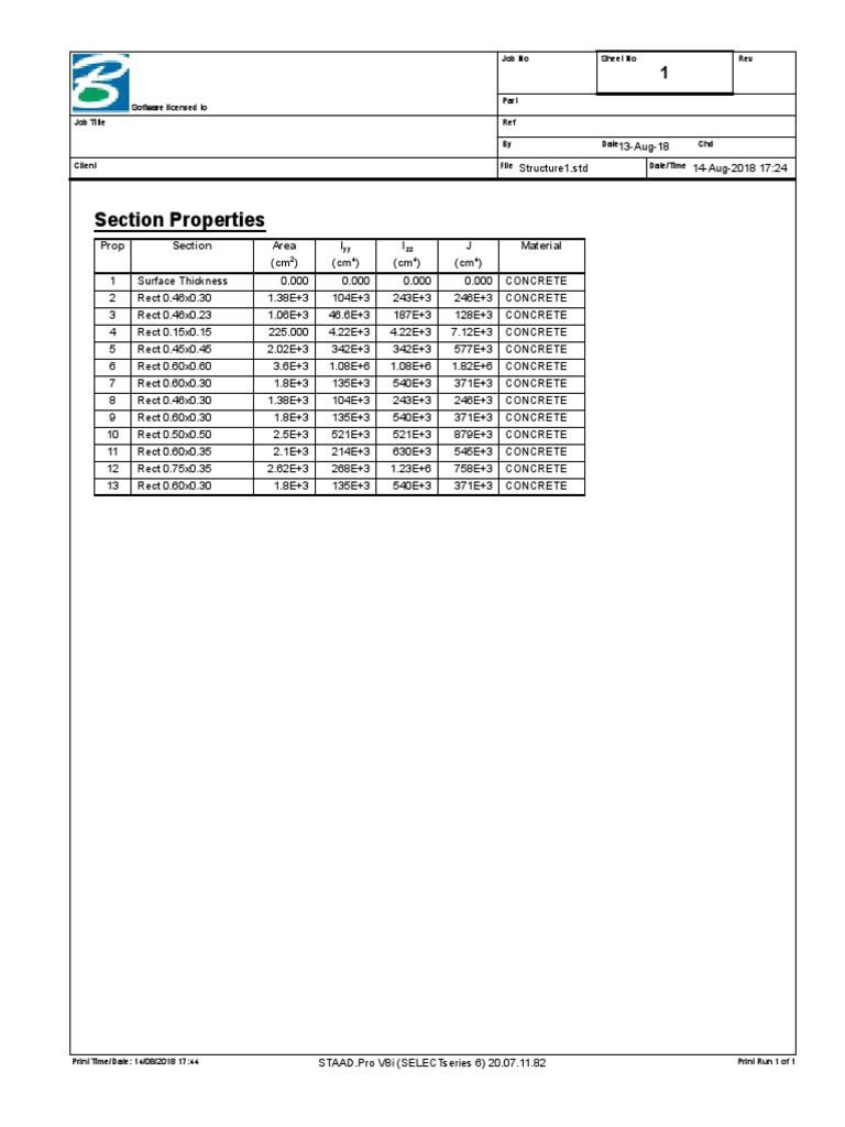 Concrete Section Properties Analysis | PDF