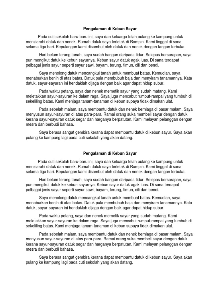 Kebun Sayur Bersama Datuk dan Nenek | PDF