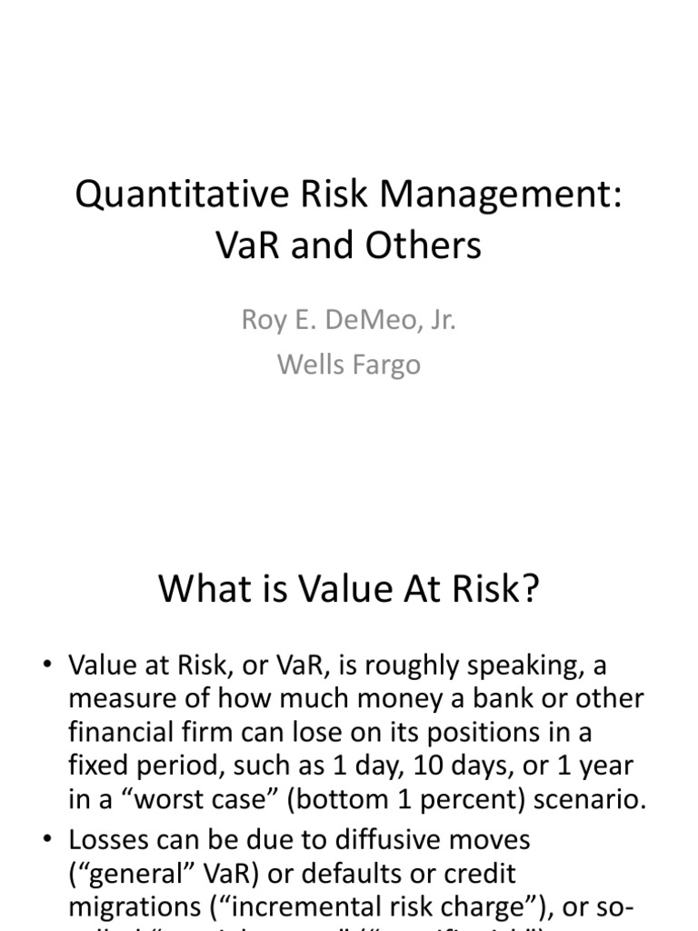 An Introduction To Value at Risk New PDF | PDF | Value At Risk | Greeks ...