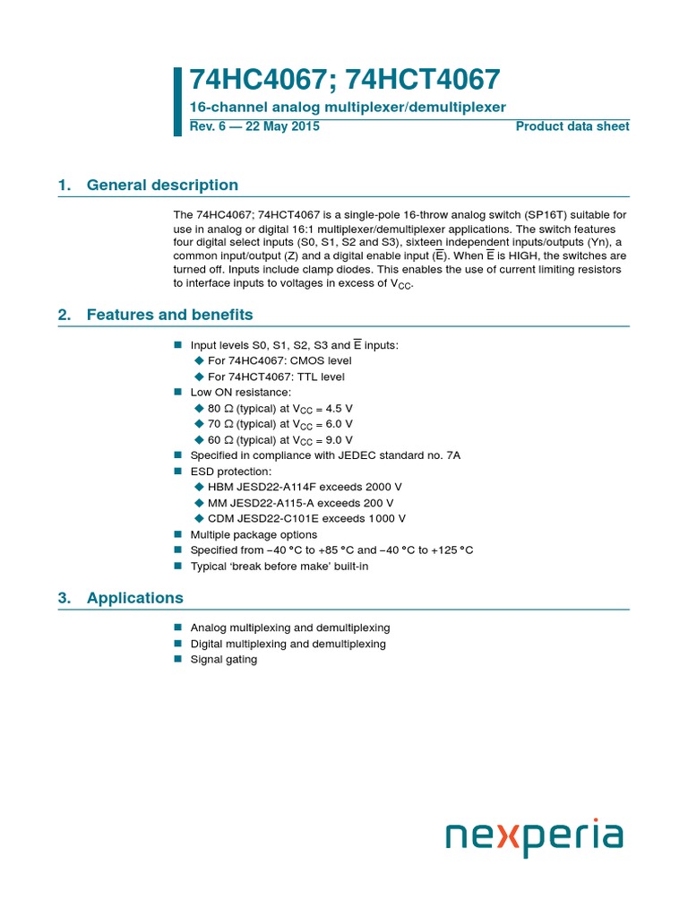 74HC HCT4067 | PDF | Electronic Engineering | Digital Electronics