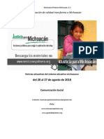 Síntesis Educativa Semanal de Michoacán al 27 de agosto de 2018