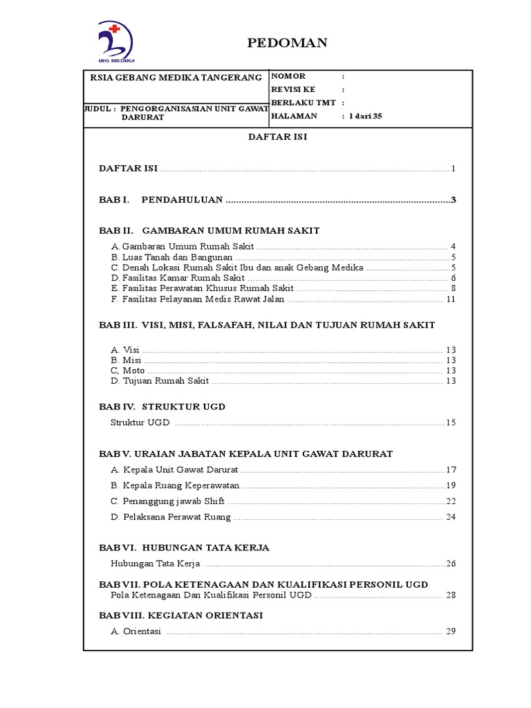 Pedoman Pengorganisasian Ugd Edit Asep 1 Copy