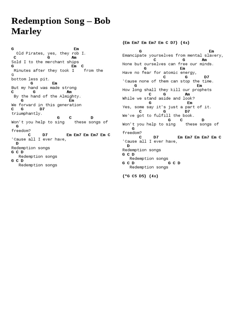 Redemption Song Bob Marley Bob Marley Songs Written