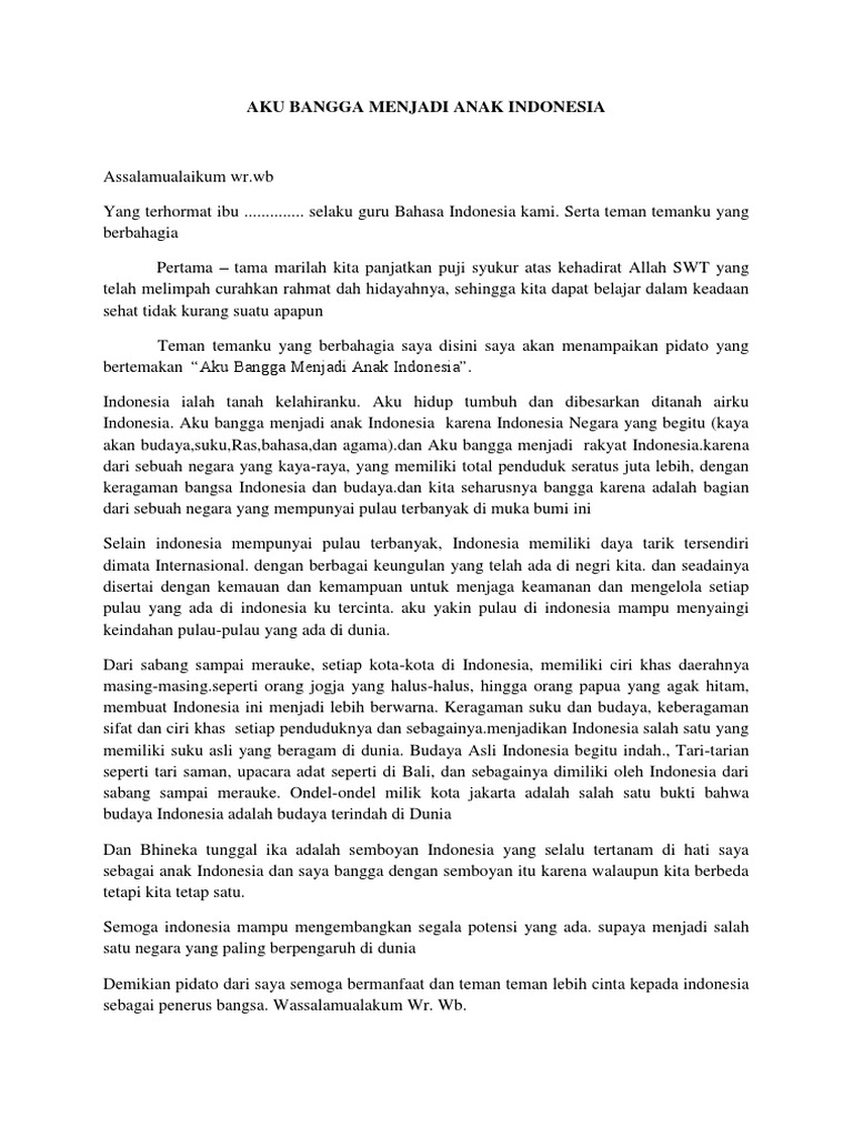 Aku Bangga Menjadi Anak Indonesia