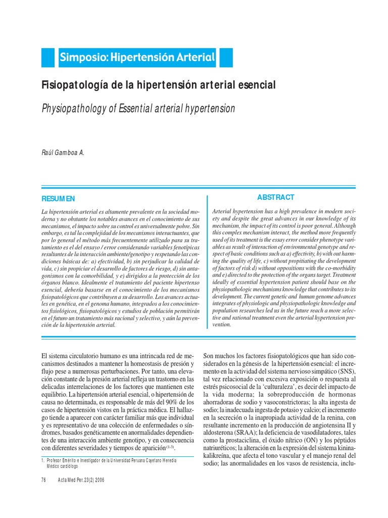 01. Fisiopatología de la Hipertensión Arterial Esencial..