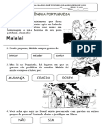 Malala Atividade de Compreensão para Alunos Especiais