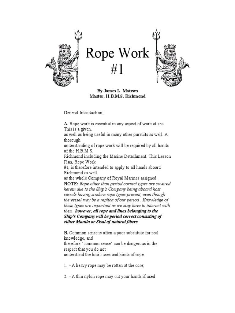 Rope Work 1 by James L. Matews Master, H.B.M.S. Richmond PDF Rope
