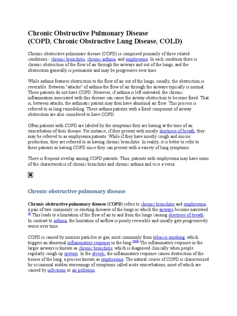 Understanding Chronic Obstructive Pulmonary Disease | PDF | Chronic ...