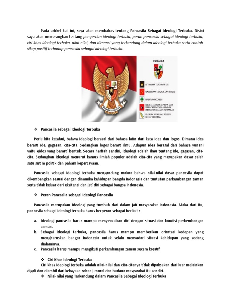 Tercepat Pancasila Sebagai Ideologi Terbuka Mengandung Nilai