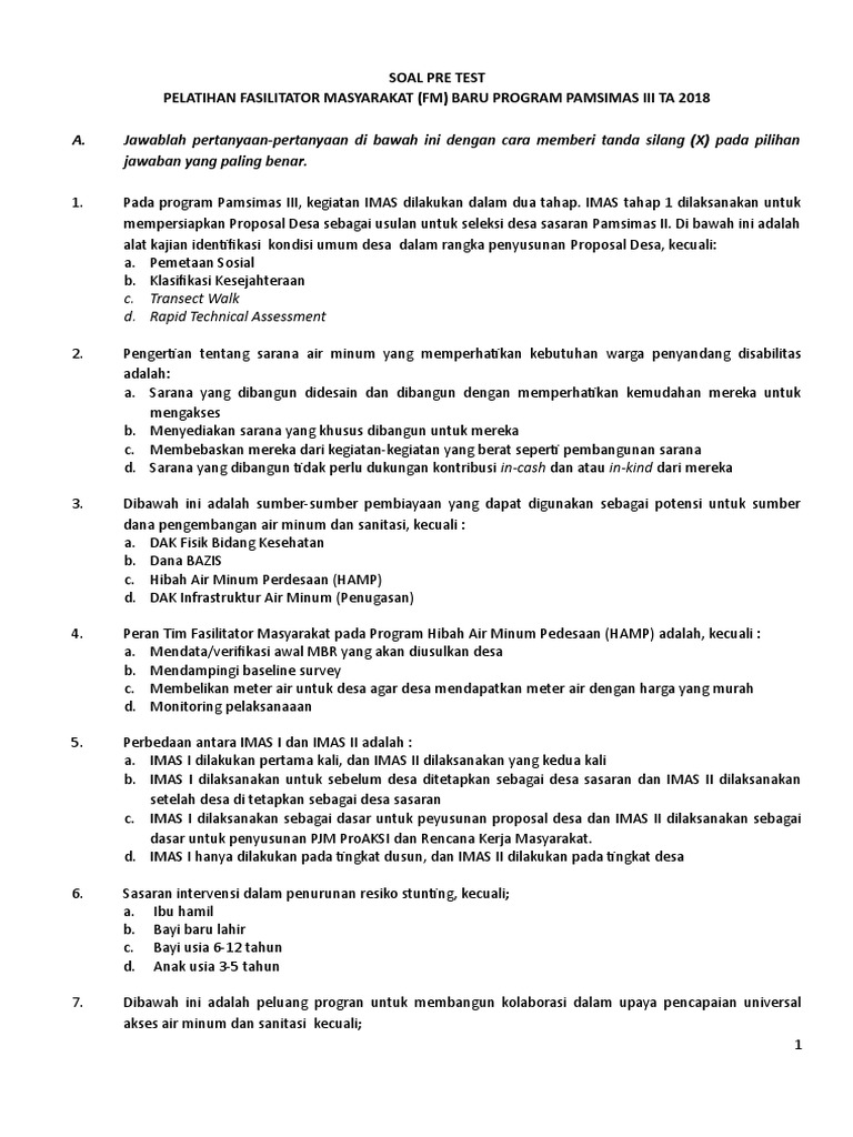 Soal Post Test Fm Baru Revisi