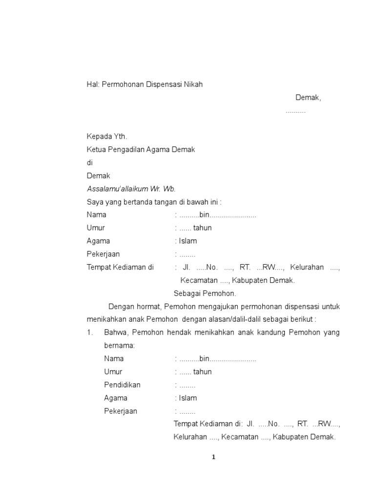 Contoh Dispensasi Nikah Anak Laki Laki
