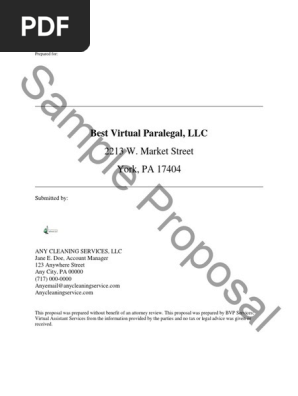 SAMPLE CLEANING PROPOSAL