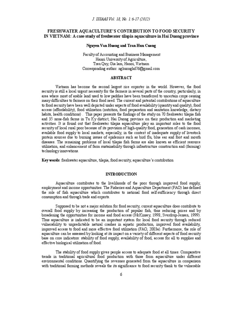 Freshwater Aquaculture'S Contribution To Food Security IN VIETNAM: A ...