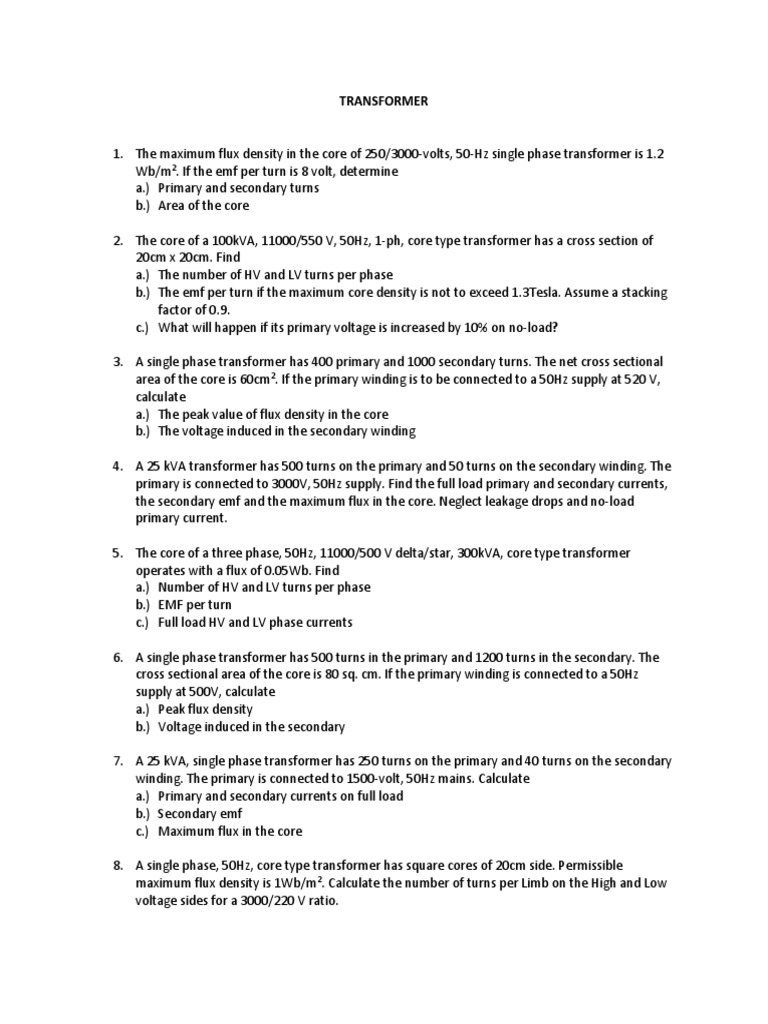 Transformer Calculations Guide | PDF | Teaching Methods & Materials ...